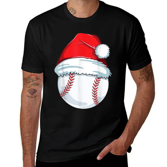 Christmas Baseball Xmas Santa Hat Ball Kids Boys Men  Odor-resistant T-Shirt