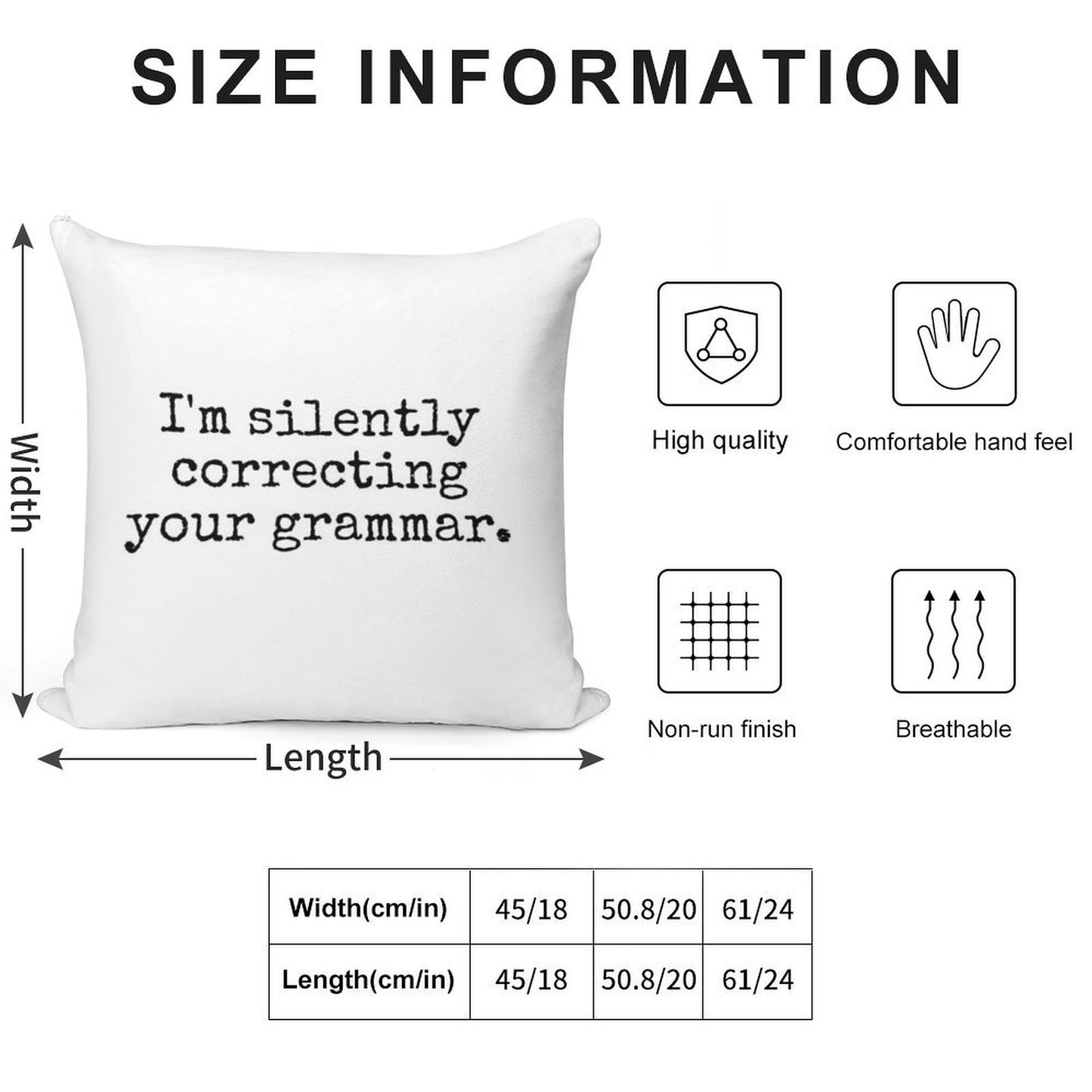 I’m Silently Correcting Your Grammar. Soft Fade-Resistant Throw Pillow