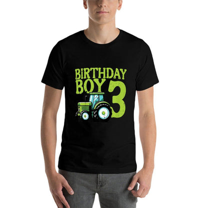 Kids Birthday Boy 3 Tractor 3rd Year Bday Farm Truck Boys Kids  Fade-proof Color T-Shirt