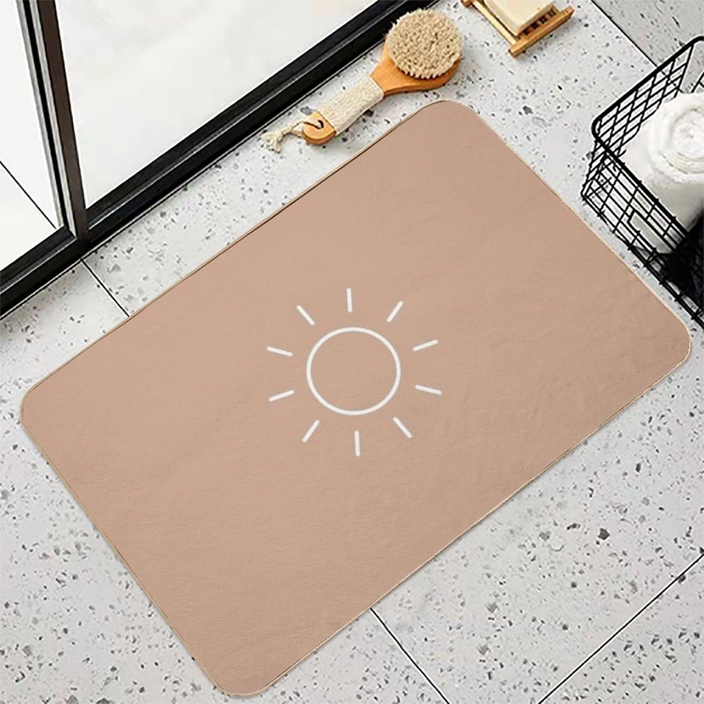 Boho Minimalist Sun  Long-Lasting Bath Mat