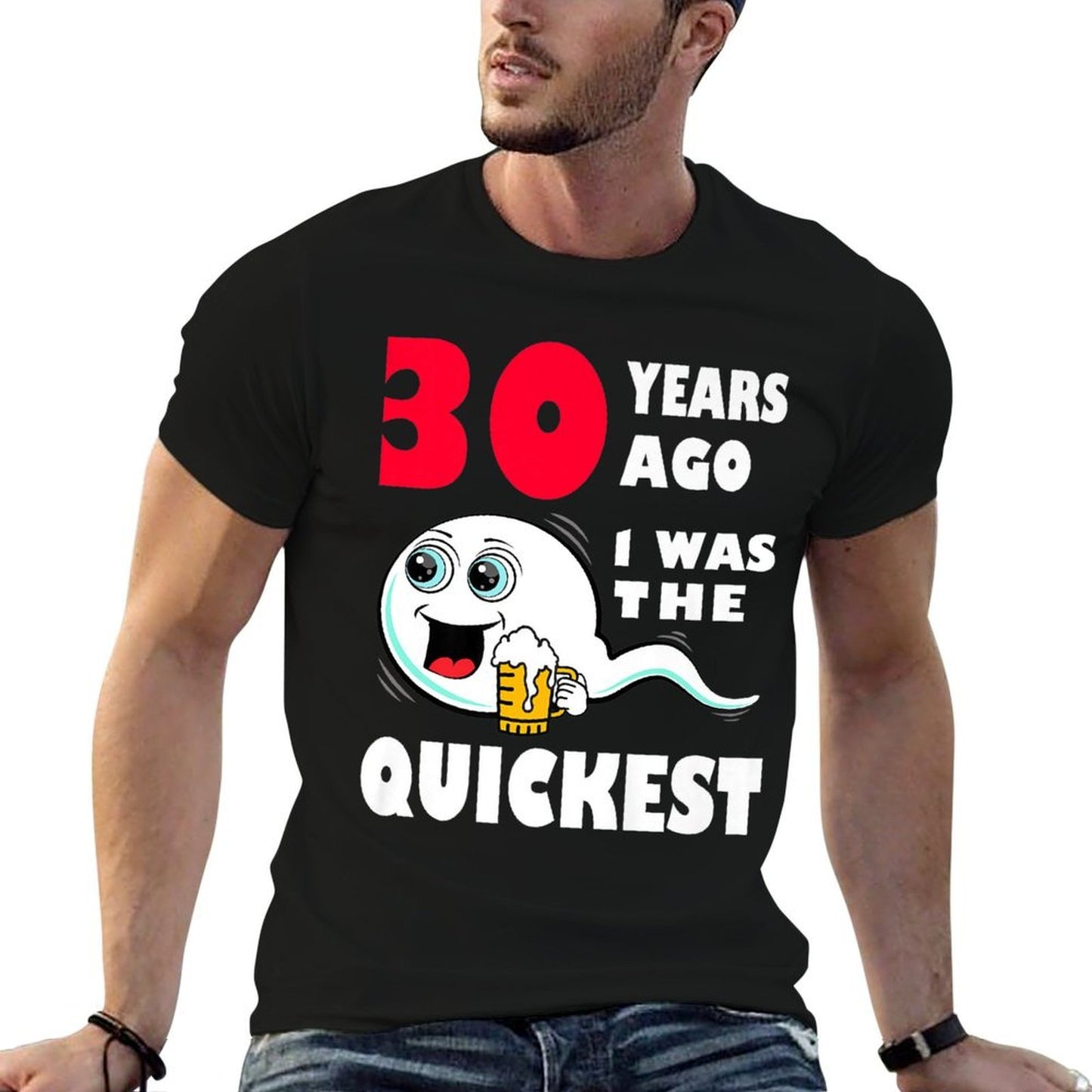 Mens 30 Years Ago I Was The Quickest 30th Funny Birthday Premium  Tagless Design T-Shirt