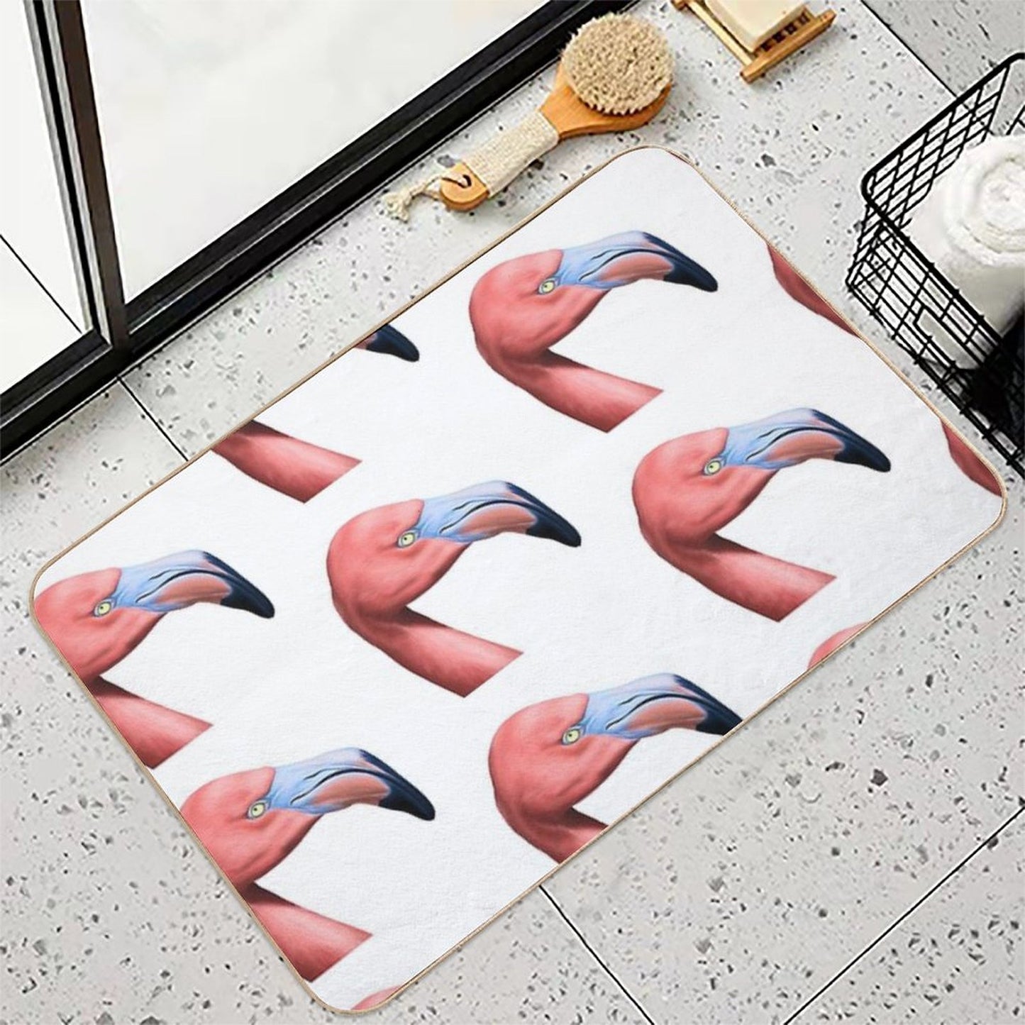 Flamingo Bird Art  Rapid-Drying Bath Mat