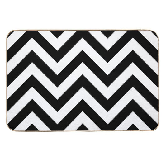 Zigzags Pattern Black & White  Multi-Purpose Bath Mat