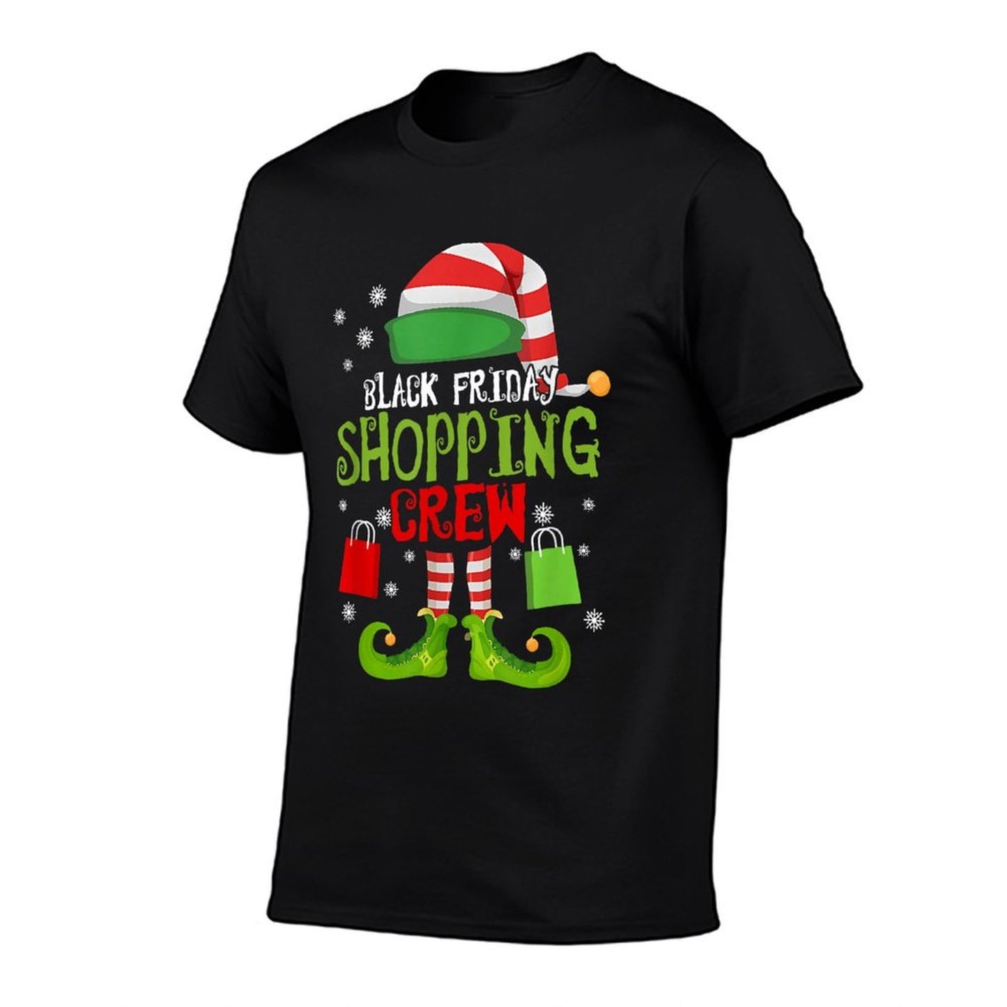 Elf Christmas Black Shopping Funny Friday Shopping Crew Xmas  Fade-proof Color T-Shirt
