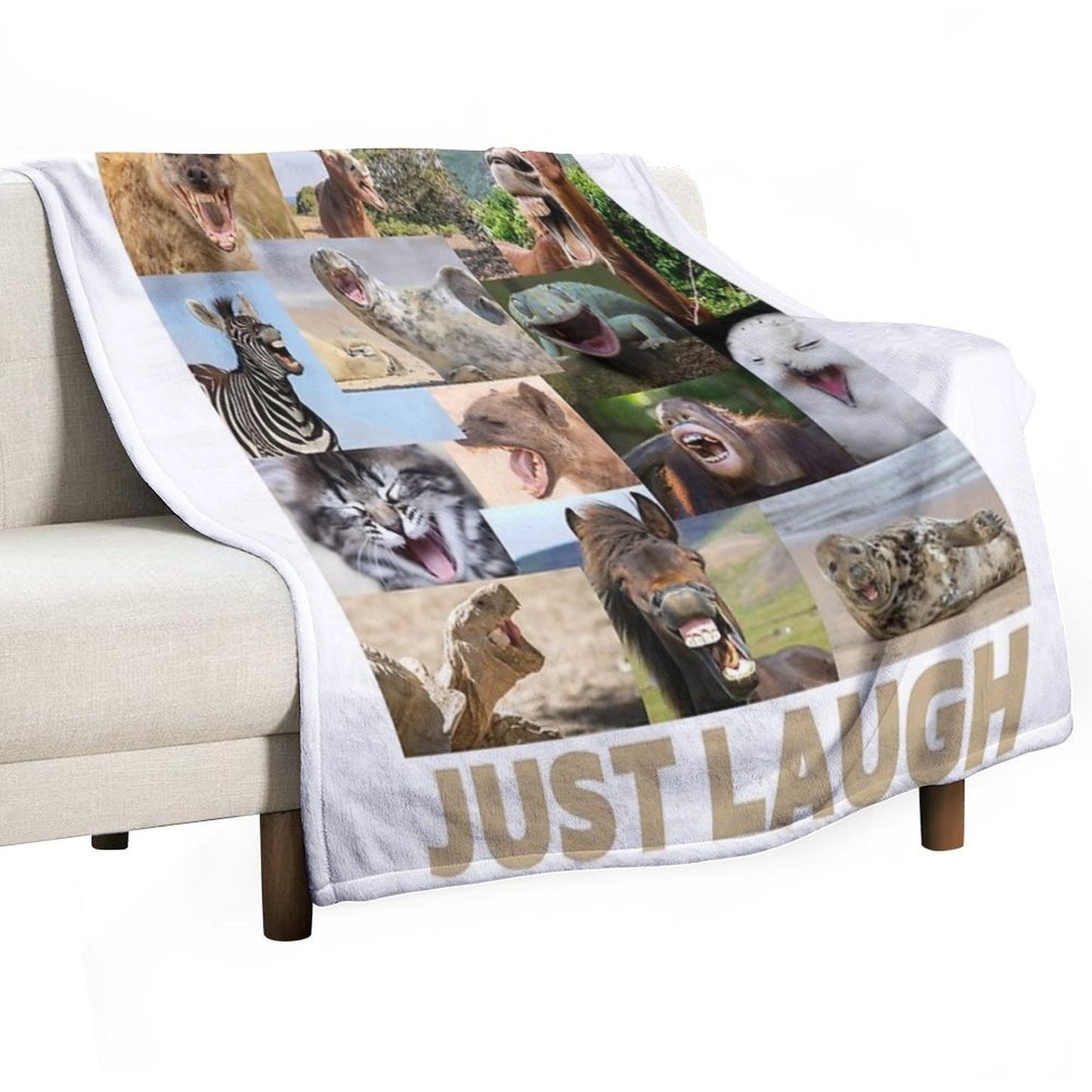 Just Laugh (animals) Wrinkle-free Throw Blanket
