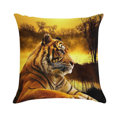 Tiger And Sunset Soft Style Accent Throw Pillow