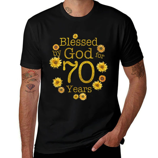 Blessed By God For 70 Years Sunflower Happy 70th Birthday  Slim-fit Cut T-Shirt