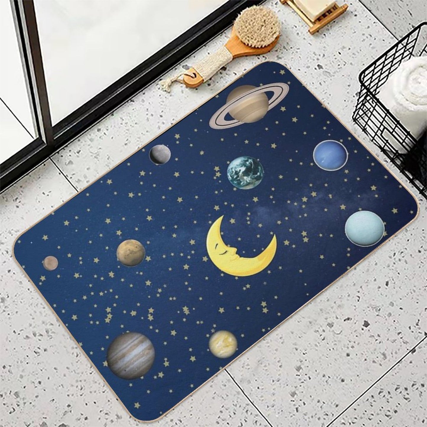 Cosmos with Planets And Stars Durable Bath Mat