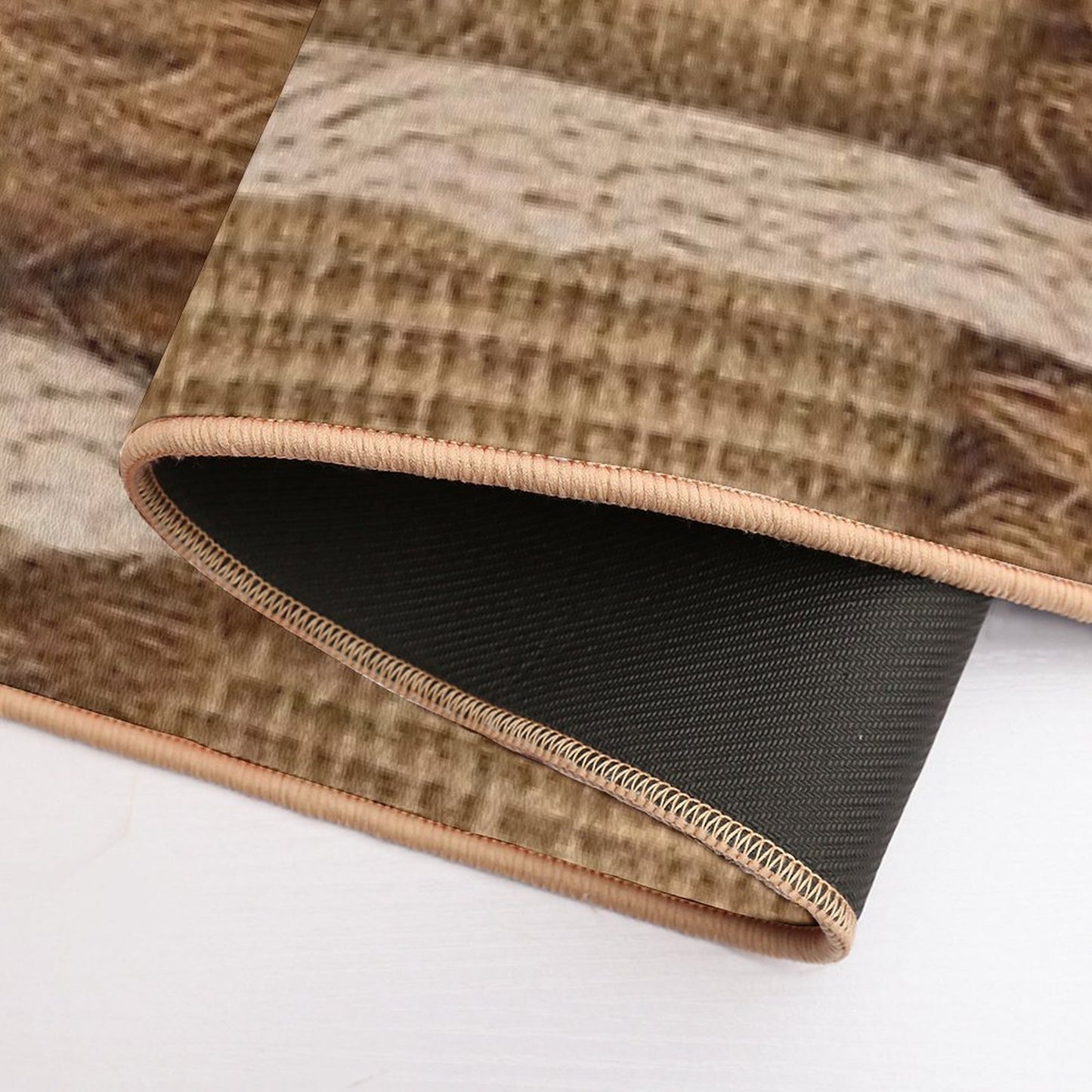 Woven Grid Texture in Earthy Jute And Cotton  Toxin-Free Bath Mat