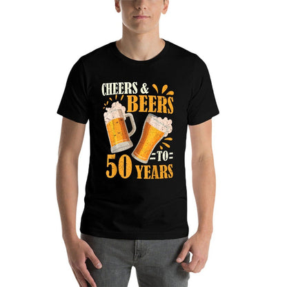 Cheers And Beers To 50 Years Funny 50th Birthday Drinker  Moisture-wicking T-Shirt