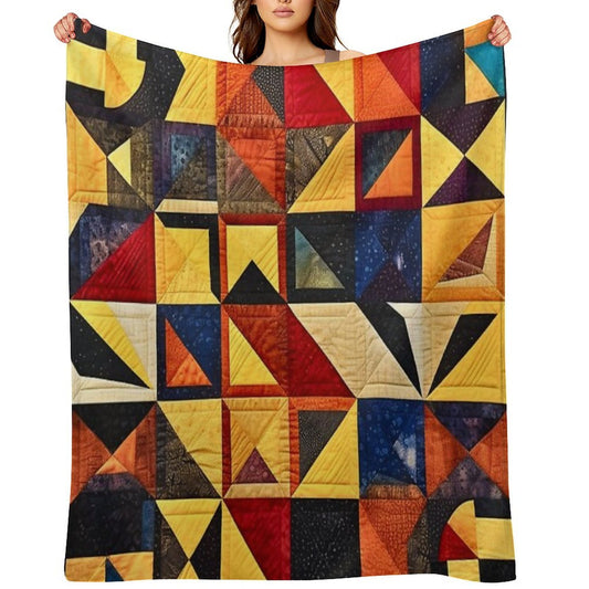 Block Quilt Pattern Eco-conscious Throw Blanket
