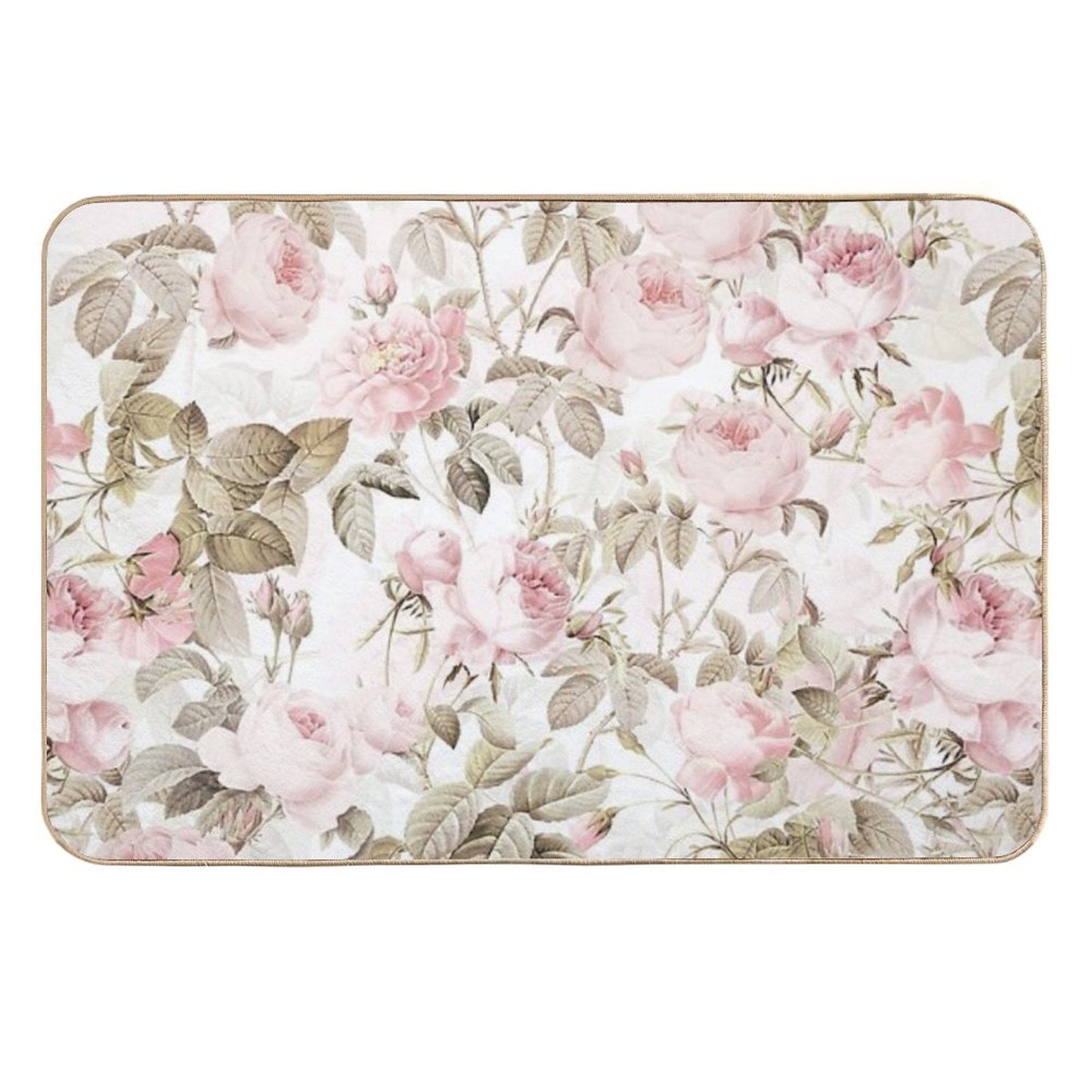 Sepia Old Vintage Roses Botanical Garden on Pink Pattern NightGarden  Toxin-Free Bath Mat