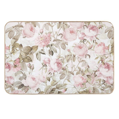 Sepia Old Vintage Roses Botanical Garden on Pink Pattern NightGarden  Toxin-Free Bath Mat