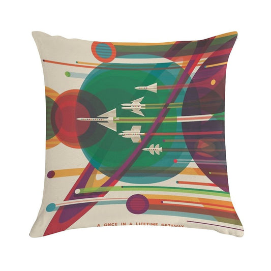 Retro Space Poster - The Grand Tour Soft Ultra-Soft Texture Throw Pillow
