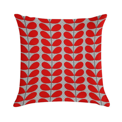 Mid-Century Danish Leaves, Deep Red And Gray Soft Shrink-Resistant Throw Pillow