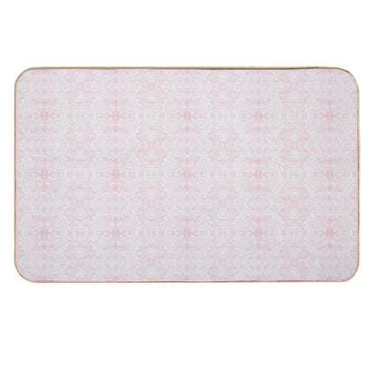 Paloma Faded Vintage Floral Damask in Light Pink And White  Stain-Proof Bath Mat