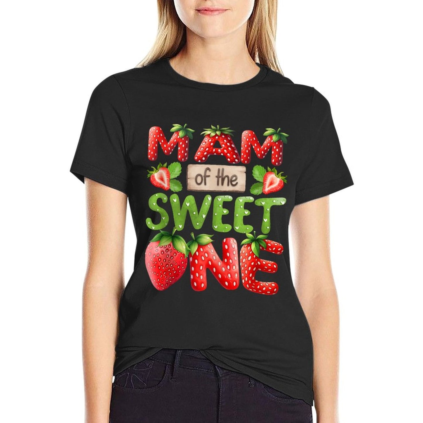 MAM Of The Sweet One Strawberry Birthday Family Party  Summer-ready Fabric T-Shirt