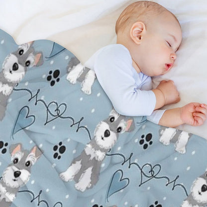 Love Salt And Pepper Miniature Schnauzer Plush Throw Blanket