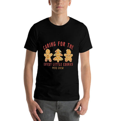 Caring For The Cutest Little Cookies Peds Crew Christmas  Rolled Sleeves T-Shirt