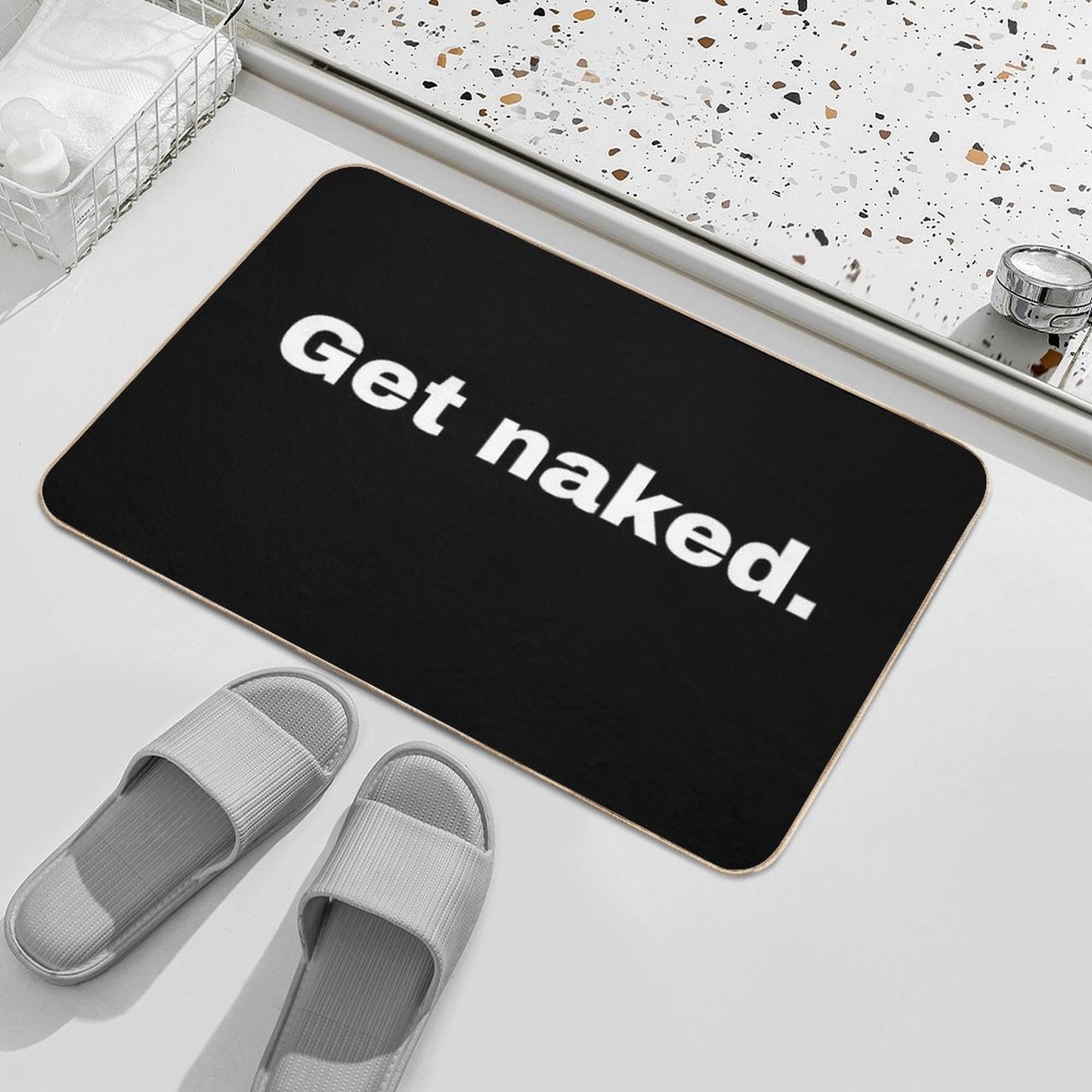 Get Naked. Humorous Invitation And Minimalist Design for Your Loved One  Repositionable Bath Mat