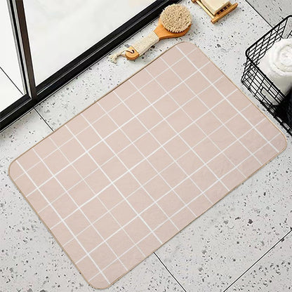Grid Minimalist Geometric Stripe Lines  Rapid-Drying Bath Mat