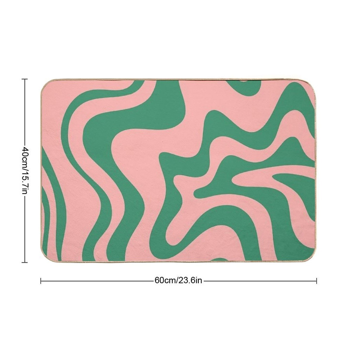 Liquid Swirl Contemporary Abstract Pattern in Pink And Green  Odorless Bath Mat