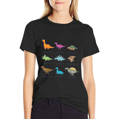 Cool Trendy Dino Chart Identification Designs Unisex-Adults  Kids Dinosaur Themed  Polyester Blend T-Shirt