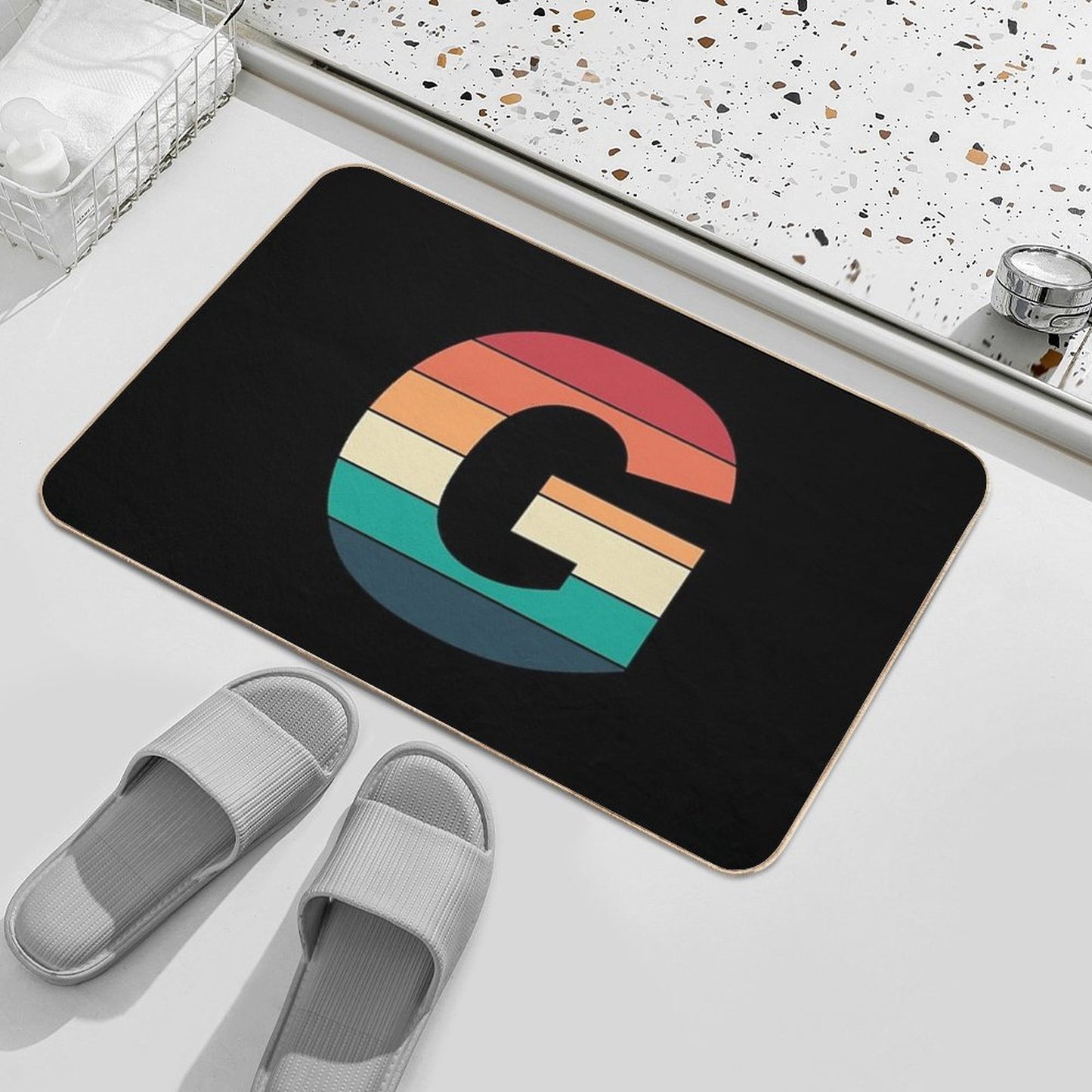 Retro Vintage Sunset Letter G  Slip-Resistant Bath Mat