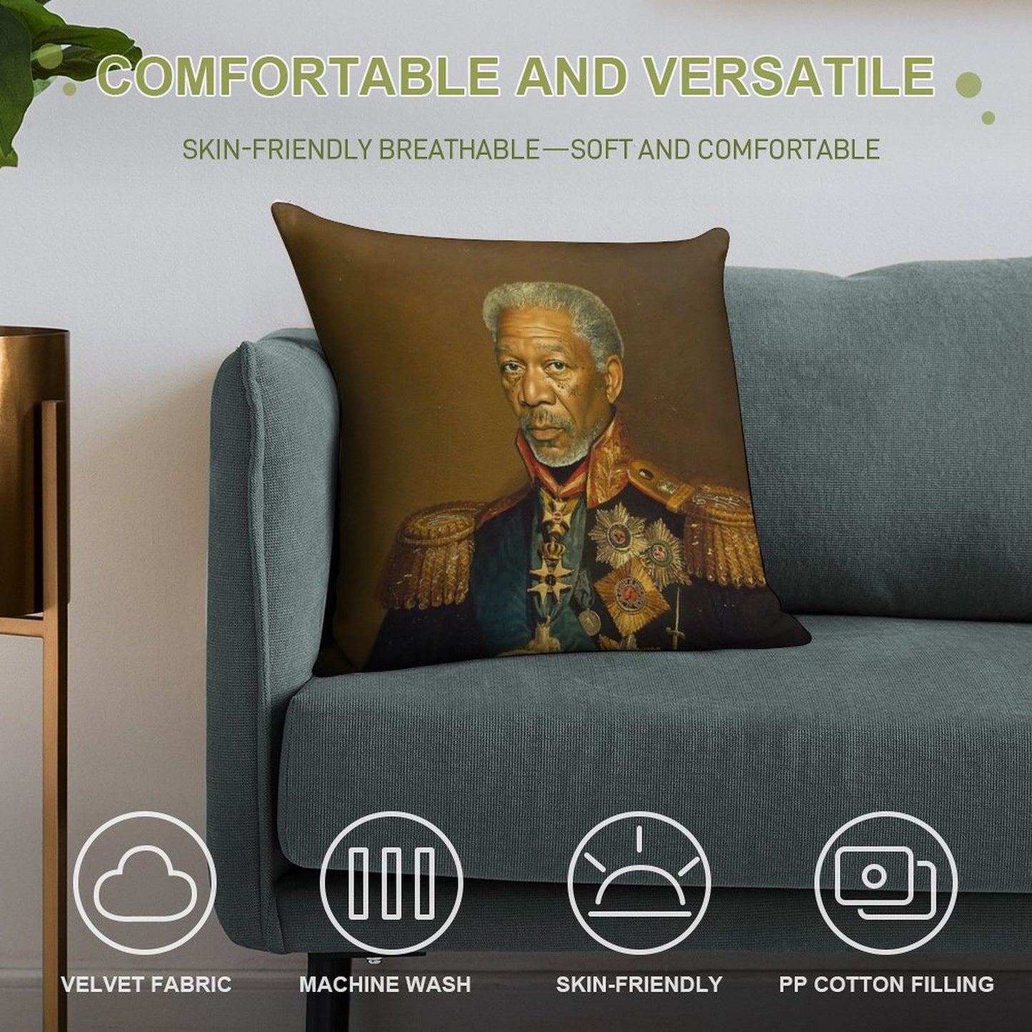 Morgan Freeman - Replaceface Soft Home Decor Throw Pillow
