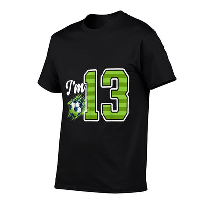 13th Soccer Birthday Party Thirteen Year Old Soccer Player  Tagless Design T-Shirt