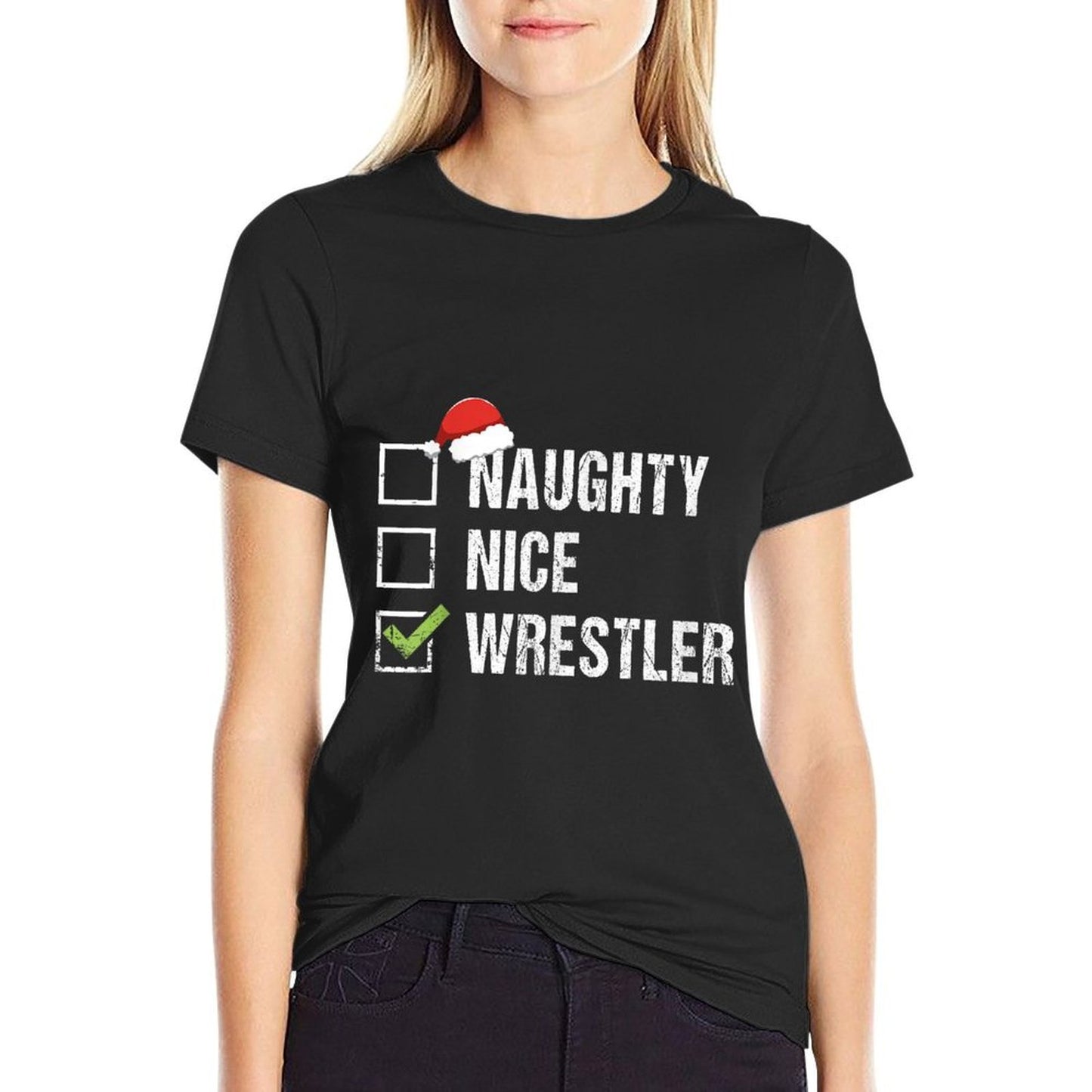 Naughty Nice Wrestler Wrestling Santa Christmas Gift  Quick-drying T-Shirt
