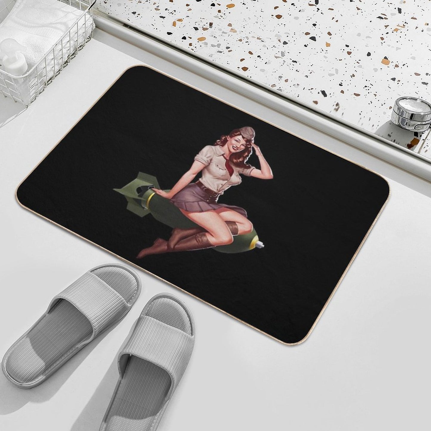 Bomber Girl Pin-Up  Rapid-Drying Bath Mat