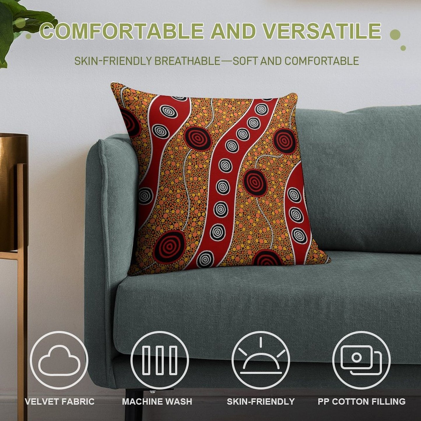 Authentic Aboriginal Art - Untitled Soft Style Accent Throw Pillow