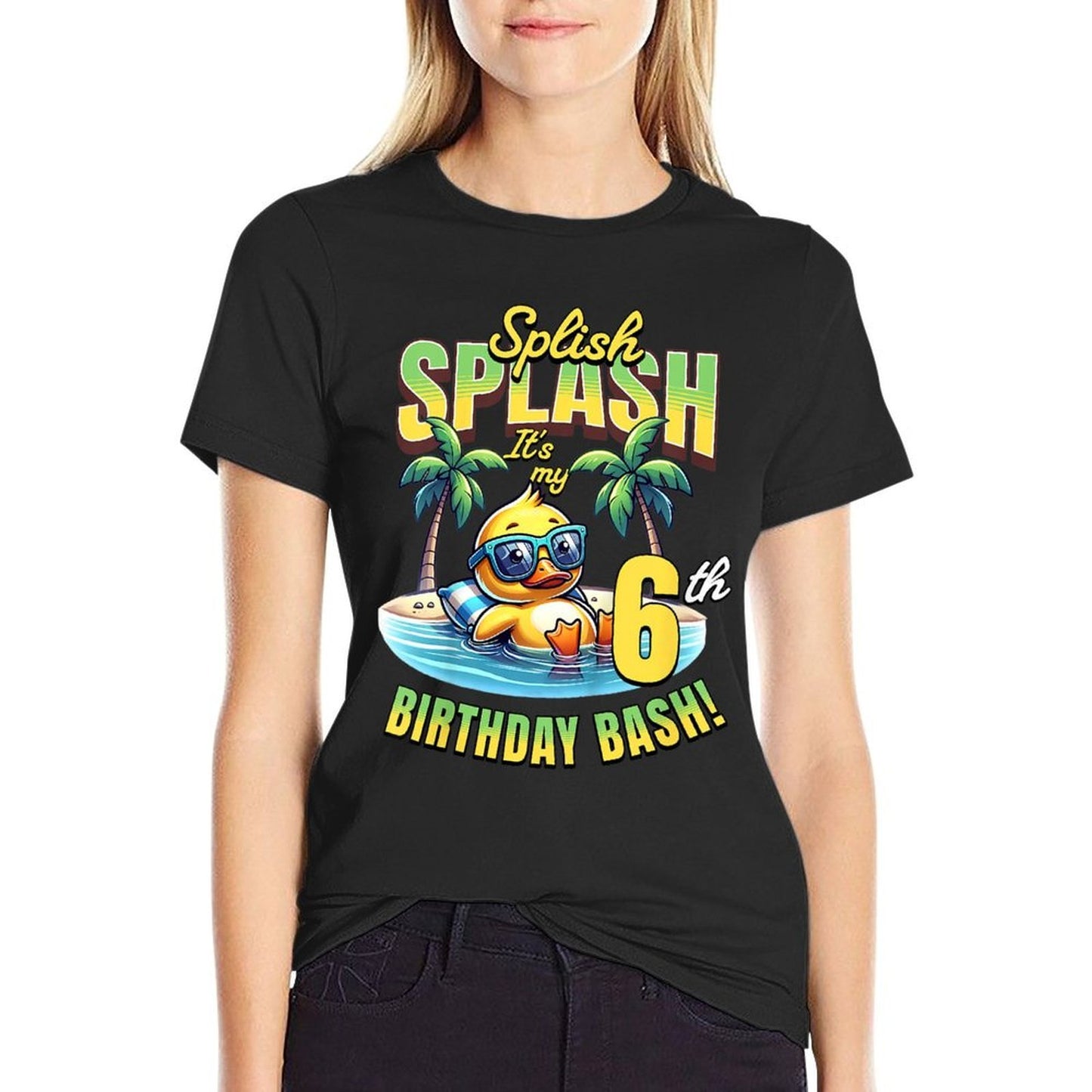 Kids Splish Splash 6th Birthday Bash Duck Beach Pool Party Kids  Moisture-wicking T-Shirt