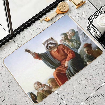 Raccoon Jesus  Absorbent Bath Mat