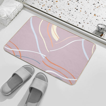 Mauve Abstract Lines  Anti-Trip Bath Mat