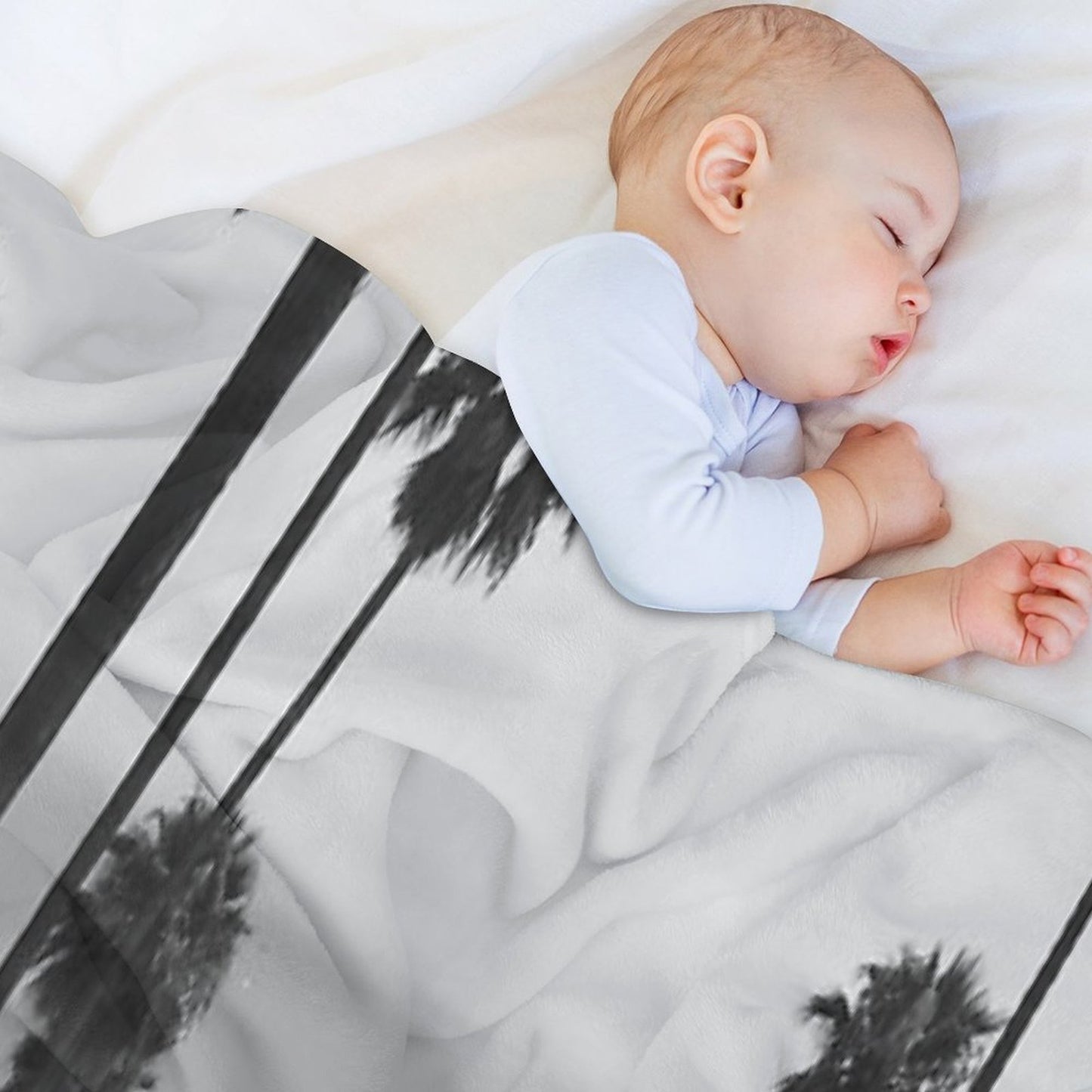 Vintage Black & White California Palm Trees Photo Durable Throw Blanket