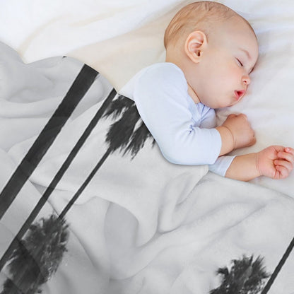 Vintage Black & White California Palm Trees Photo Durable Throw Blanket