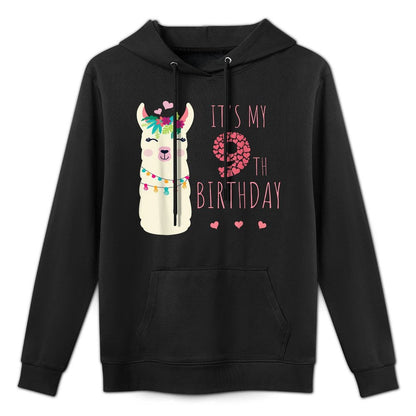 It's My 9th Birthday Nine Year Old Girl Birthday Cute Llama All-Day Comfort Hoodie