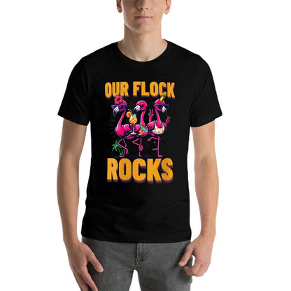 Womens Our Flock Rocks Flamingo Summer Vacation Family Matching  Affordable Price T-Shirt