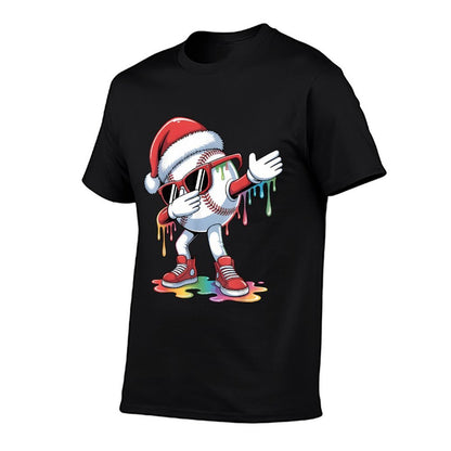Christmas Baseball Ice Cream Dripping Santa Baseball Drip  Soft T-Shirt