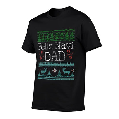 Christmas Feliz Navi Dad Xmas Pun  Rolled Sleeves T-Shirt