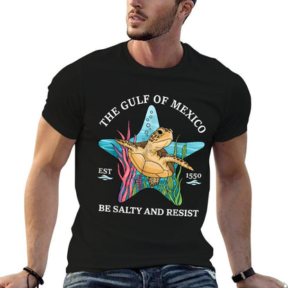 Gulf of Mexico Turtle Salty Resist  Ribbed Collar T-Shirt