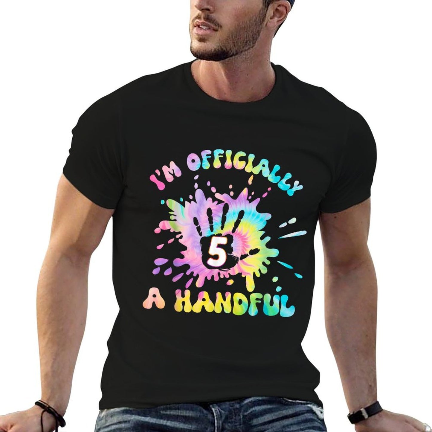 Kids I'm Officially A Handful 5th Birthday Party Funny Five  Cotton T-Shirt