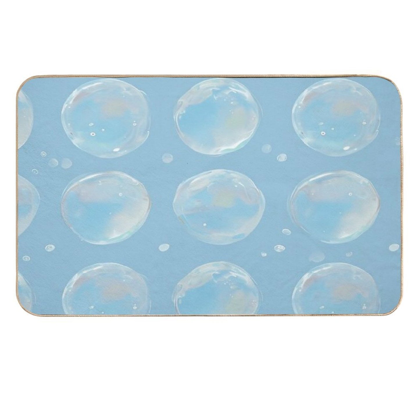 Bubble Pattern on Water Blue Background Durable Bath Mat