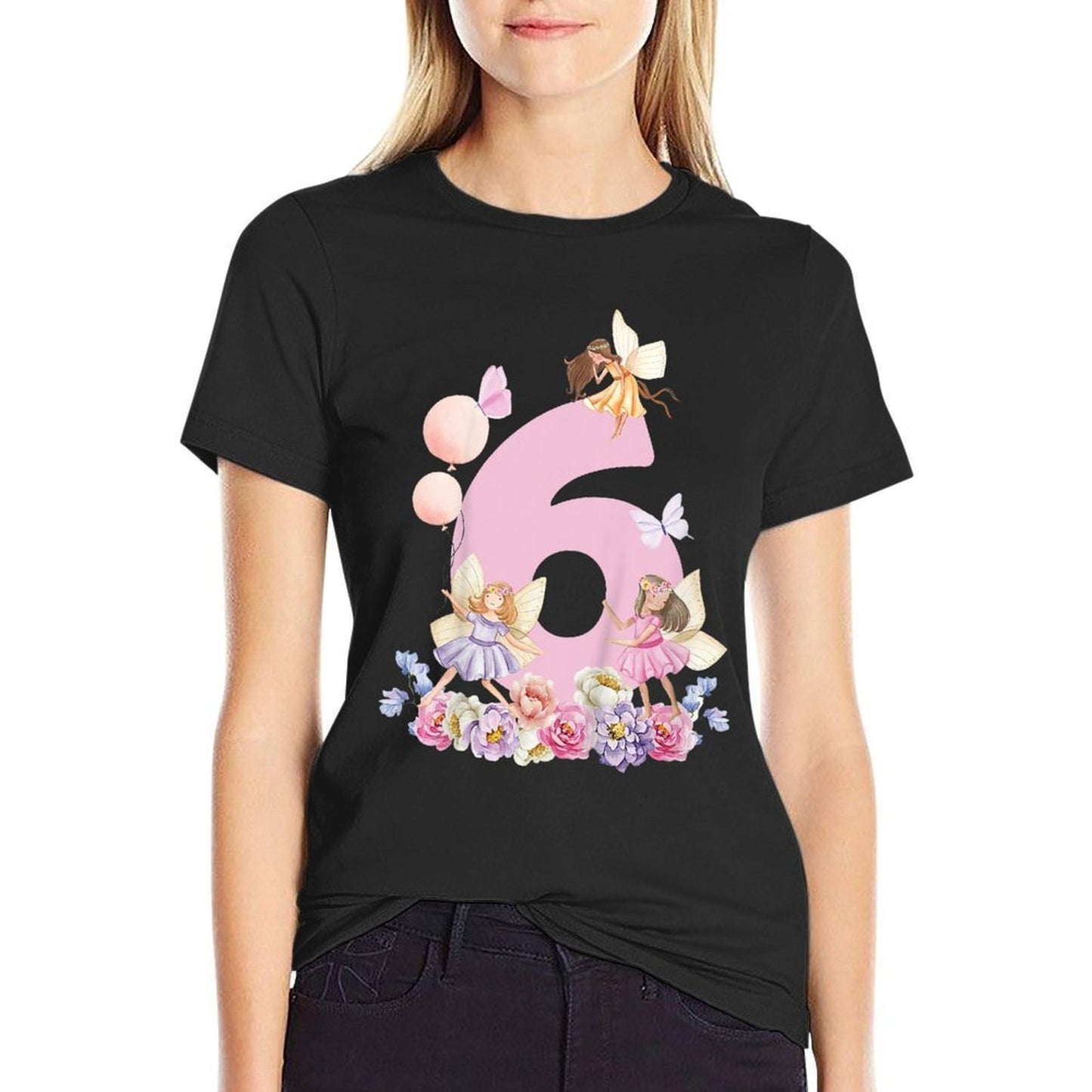 Kids Fairy 6th Birthday Girl Outfit For Kids Girls 6 Year Old  Trendy Pattern T-Shirt