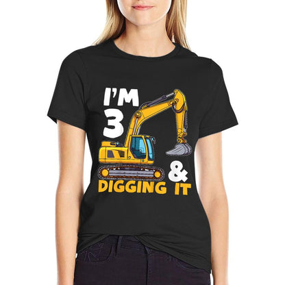 Kids Construction Truck 3rd Birthday Boy Excavator BDay  Eco-friendly Material T-Shirt