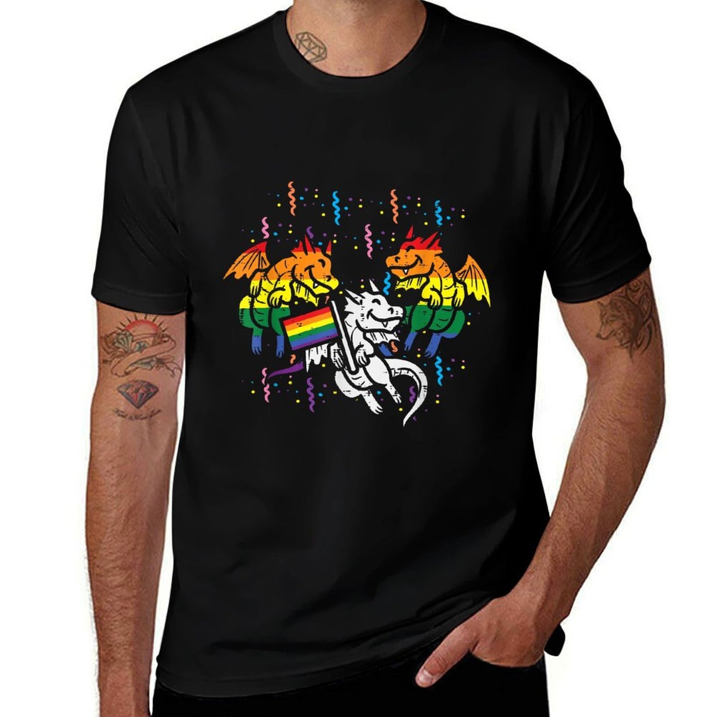Rainbow Dragons LGBT Pride Month Gay Ally Animal  Quick-drying T-Shirt