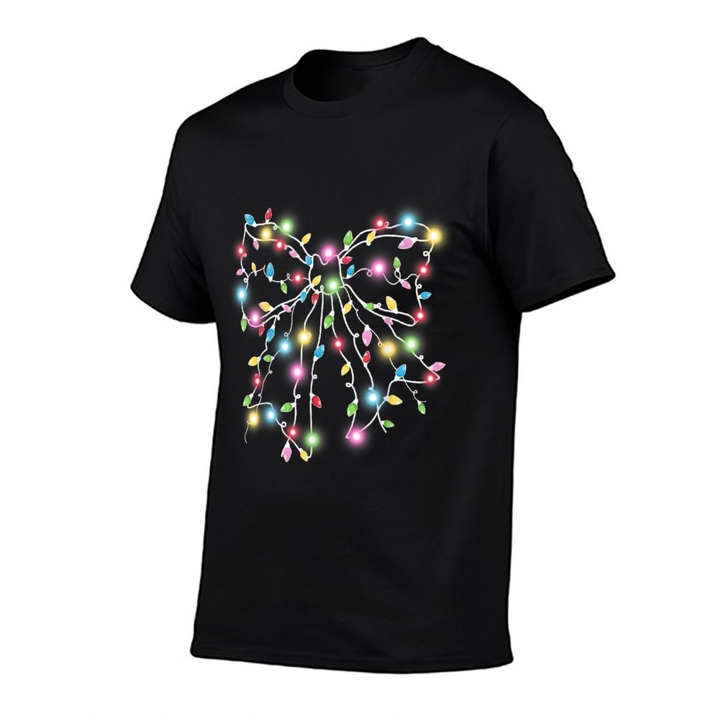 Colorful Christmas Lights Coquette Bow Holiday Women Girls  Odor-resistant T-Shirt