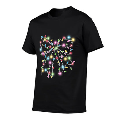 Colorful Christmas Lights Coquette Bow Holiday Women Girls  Odor-resistant T-Shirt